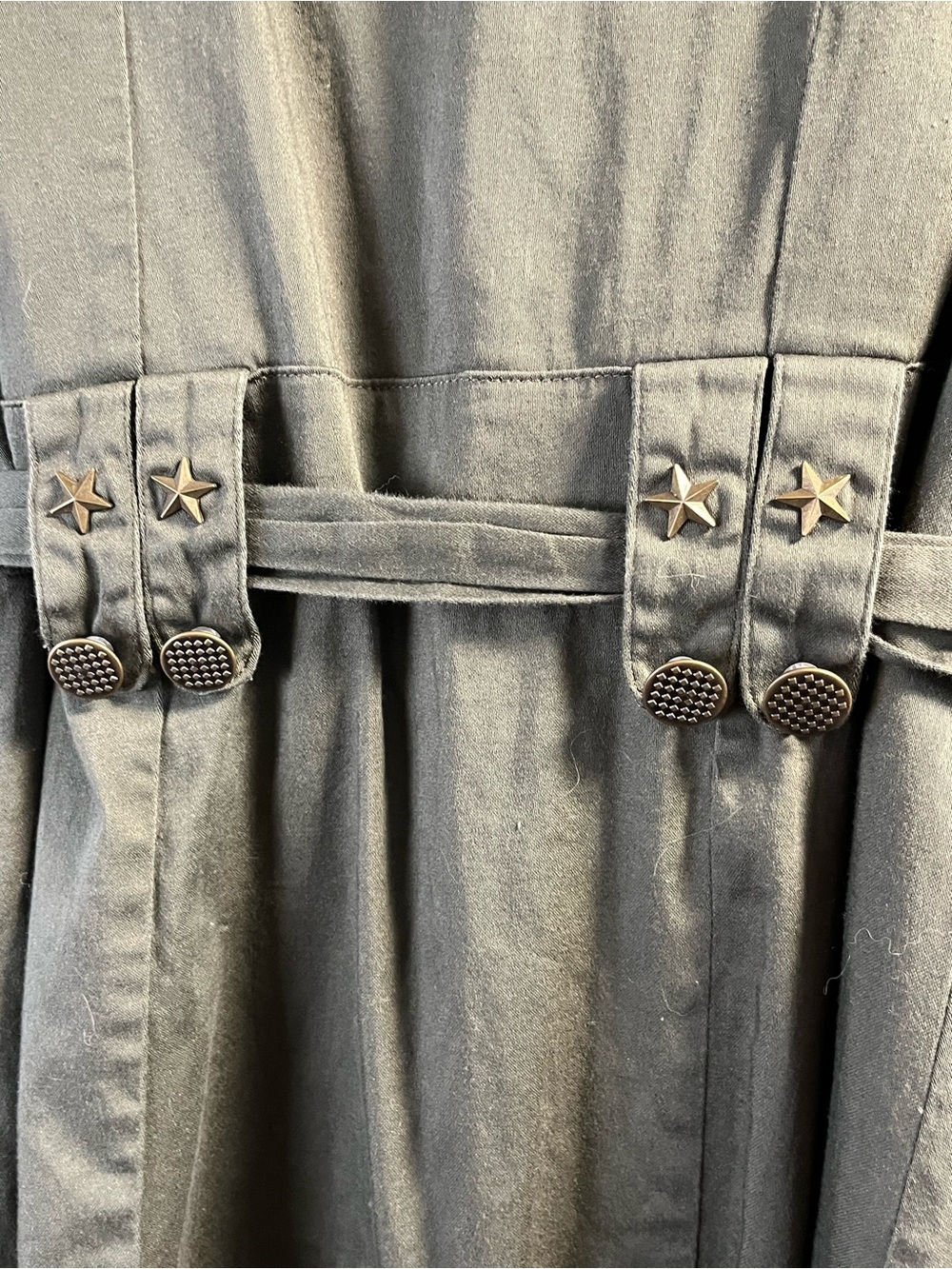 Voodoo Vixen Olive Green Button-Front Utility Midi Dress, Halloween, Military - Picture 6 of 8